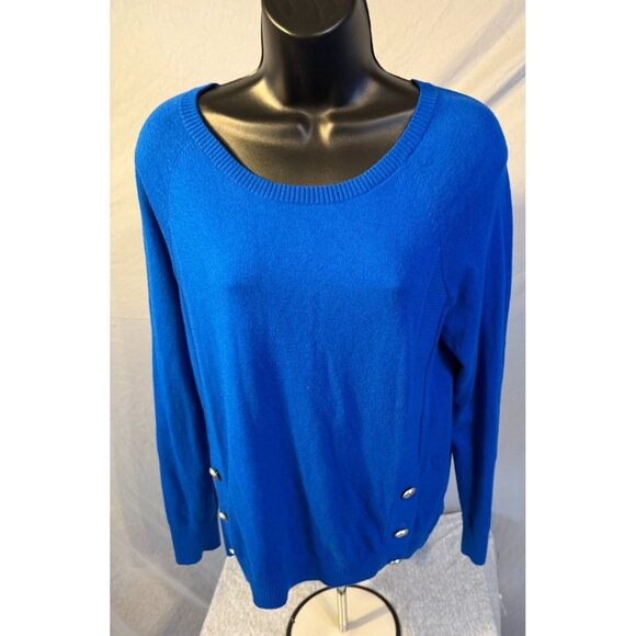 Talbots Soft Blue Sweater Nautical Button Accents Womens Medium M Cozy Fall - Picture 1 of 2